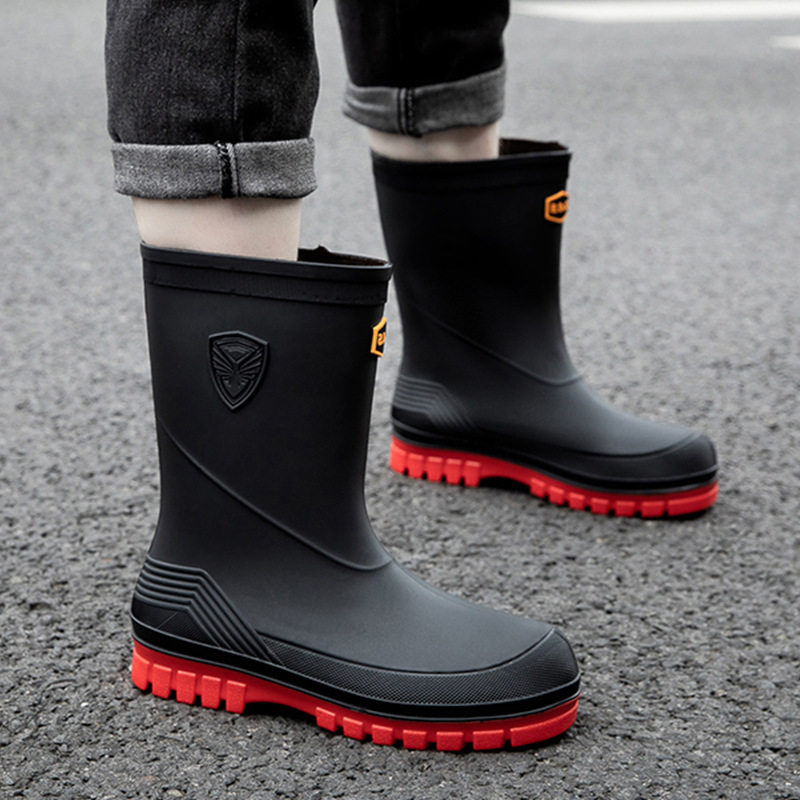 雨鞋男款时尚百搭加厚中筒防滑雨靴套鞋防水外穿厚底耐磨水鞋出口