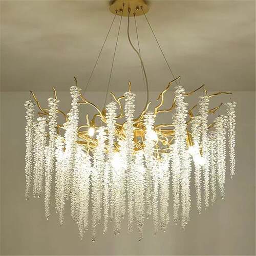 式轻奢高档晶客厅吊创意意D3500别墅卧室餐厅样灯板间展水厅树枝
