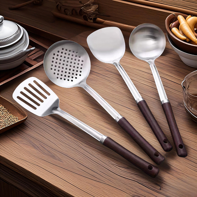 锅铲不锈钢实木汤勺全套套装