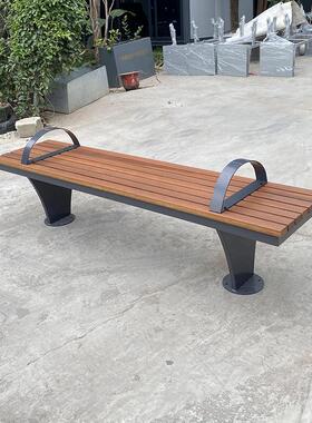 不锈钢木公园排椅防腐木条园林长凳简约64224实广场公户外休园闲