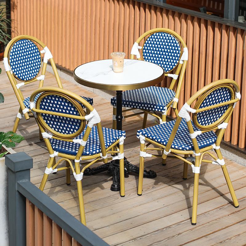 法式P编藤休闲231218-1桌别椅组合奶E茶室店茶桌椅户外阳台墅防水