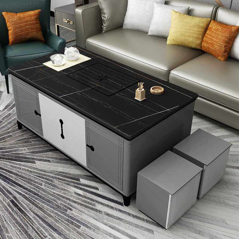 新款直销岩板功夫茶几电视柜组合大理石家具轻奢客厅全自动上水冲