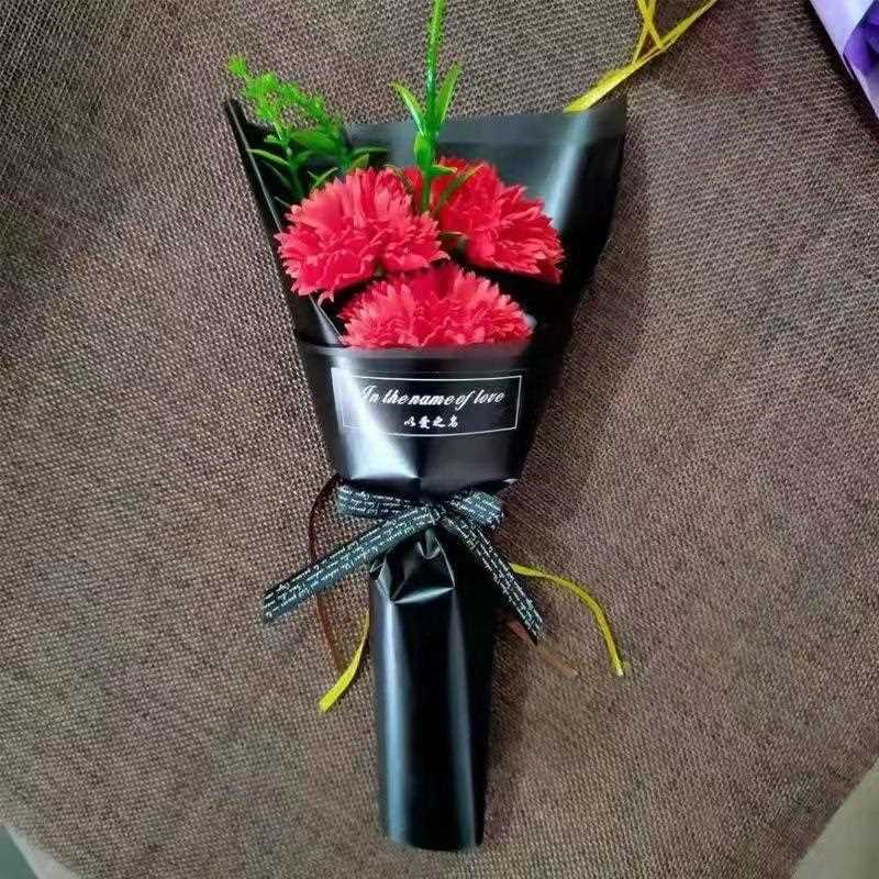 新款直销520情人节香皂花束玫瑰花永生仿真康乃馨3朵礼盒装送客户