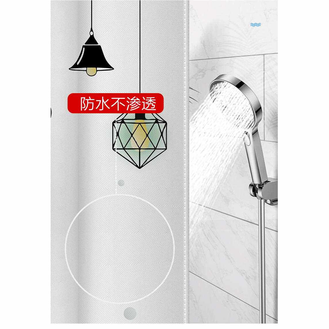 新款直销现货厕所洗澡帘浴室浴帘涤纶绿叶吊灯厕所防水淋浴帘卧室