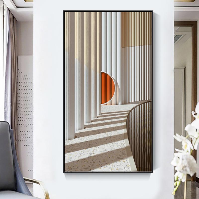 新款直销玄关装饰画北欧走廊建筑系列晶瓷装饰画 入户过道背景墙