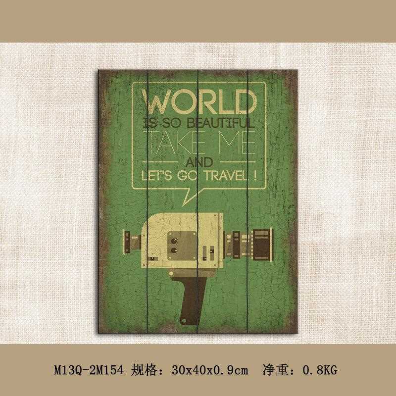 新款直销美式复古木板装饰画loft家居客厅摄影道具酒吧餐厅奶茶无