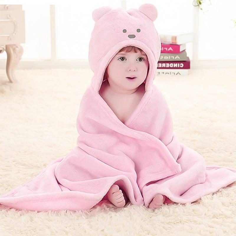 Baby hooded cape bath towel absorbent quick dry coral velvet