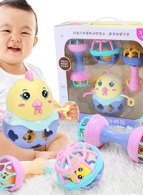 Baby chick soft rubber rattles gift box teether ball baby ed