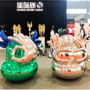 商业会展中心纳米喷塑玻璃钢潮玩艺术摆件星际电镀网红装饰定制