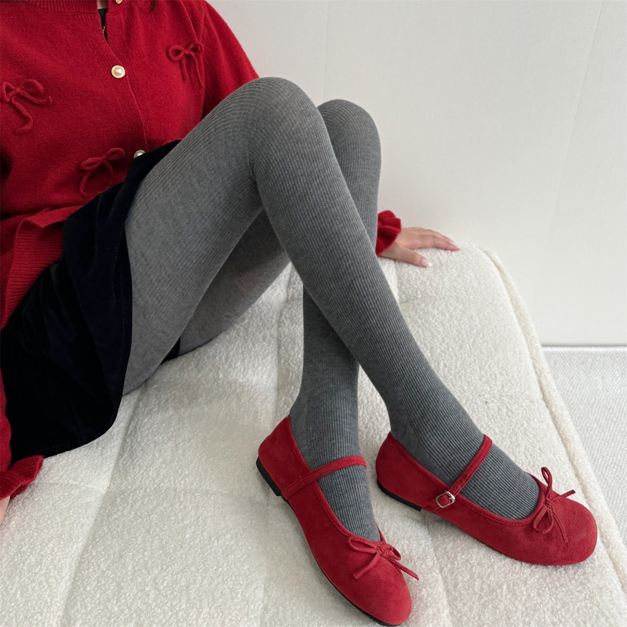 秋冬细条羊毛自发热保暖显瘦加绒加厚百搭显瘦直角跟打底连裤袜女