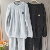 粉丝价99.9 香蜜闺秀特价 男士 家居服长毛绒套头睡衣套装 圆领男