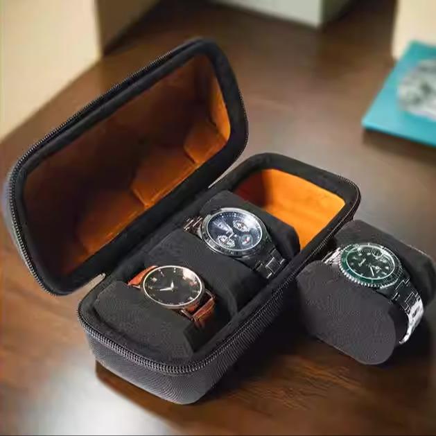 3位便携机械表手表盒旅行手表收纳包多卡位手表收纳盒 硬壳防压
