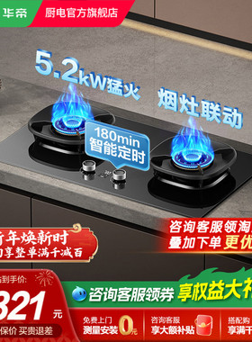 华帝燃气灶i10309D/507H定时灶煤气灶家用双灶台天然气液化气官方