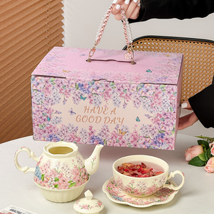 精致礼盒装锦绣花园壶套装粗面质感下午茶茶具陶瓷茶壶茶杯伴手礼