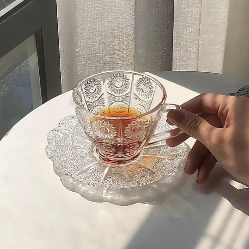 臻皿水晶玻璃客厅ins刻花咖啡杯