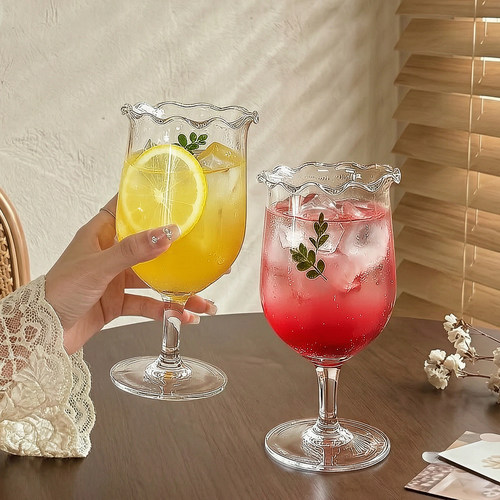 臻皿ins法式高颜值花边高脚酒杯