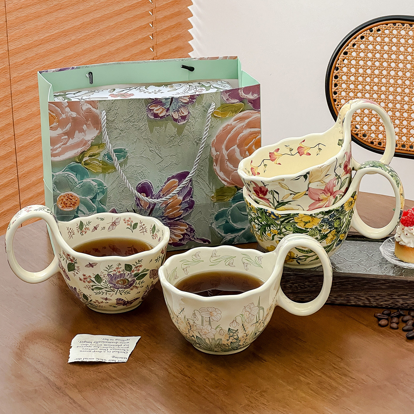 高颜值小众设计感马克杯咖啡杯带把大容量陶瓷杯子早餐杯燕麦片碗