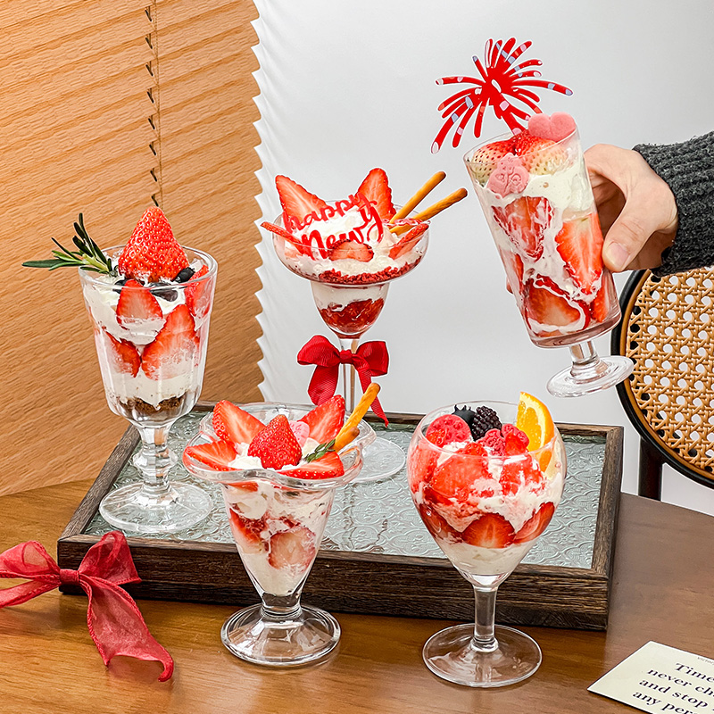 臻皿ins网红草莓杯蛋糕玻璃杯