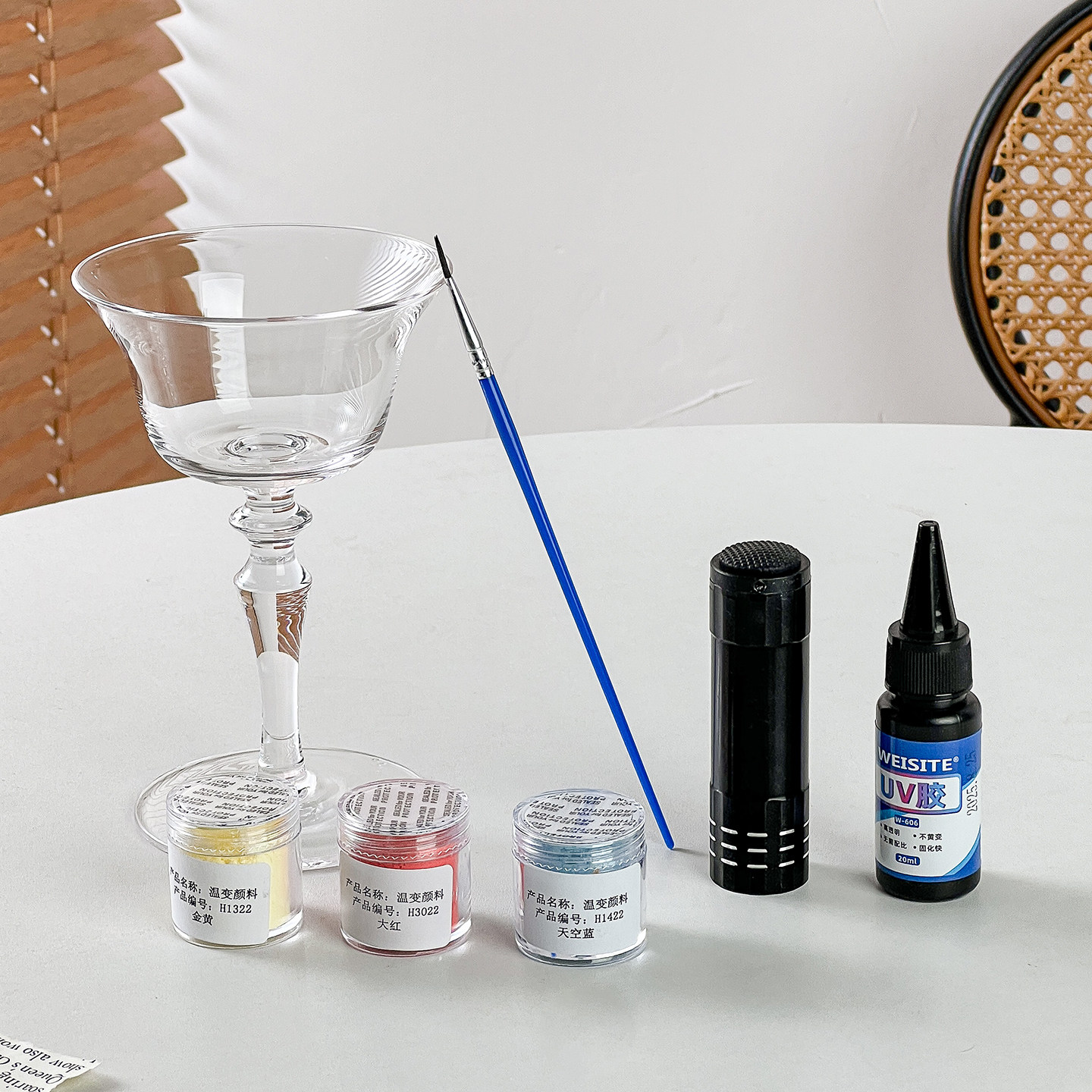 冷感变色diy玻璃杯杯子冷饮杯水杯鸡尾酒杯樱花杯DIY制作饰品一套