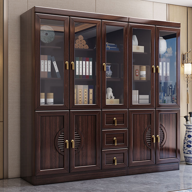 乌金木实木书柜收纳橱架置物书架