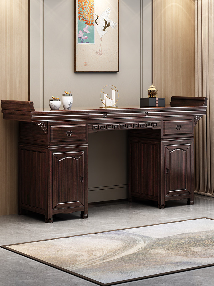 新中式实木神台供桌香案台紫金檀木家用条案佛桌香火桌中堂六件套