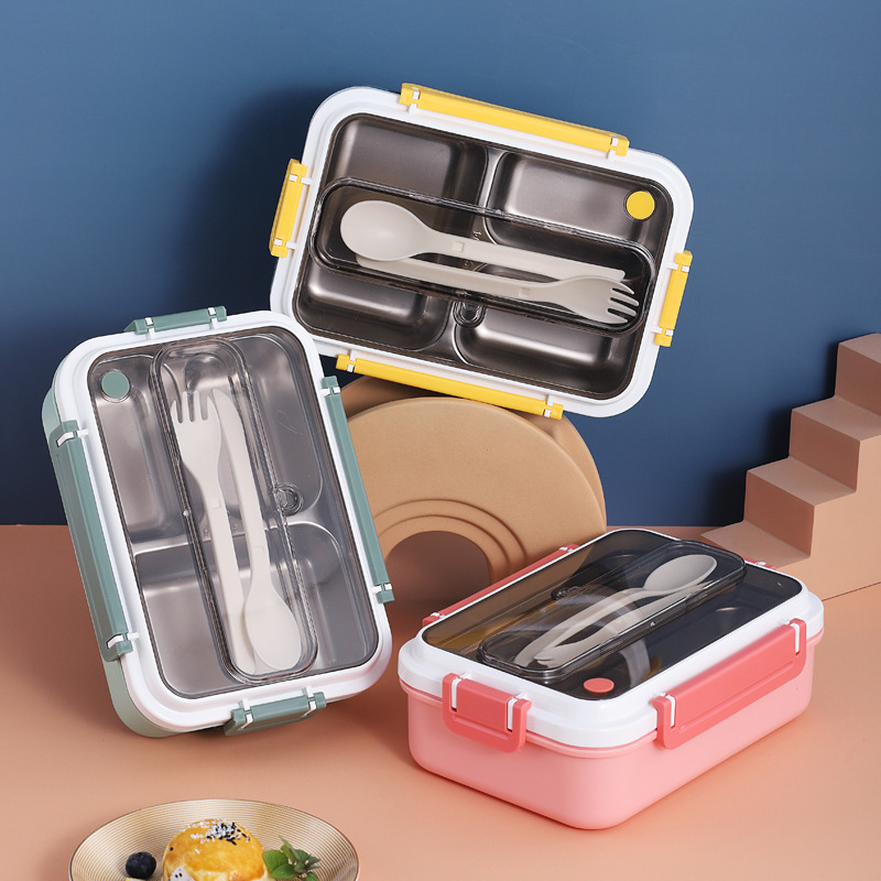 INS网红304不锈钢保温饭盒学生分格午餐盒办公成人便当盒bentobox