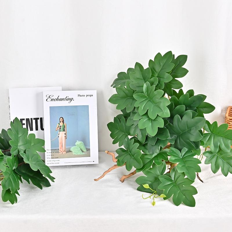 仿真凤尾造叶春芋叶三居叶壁草挂藤条家zj45装饰龟背叶绿植摆件道