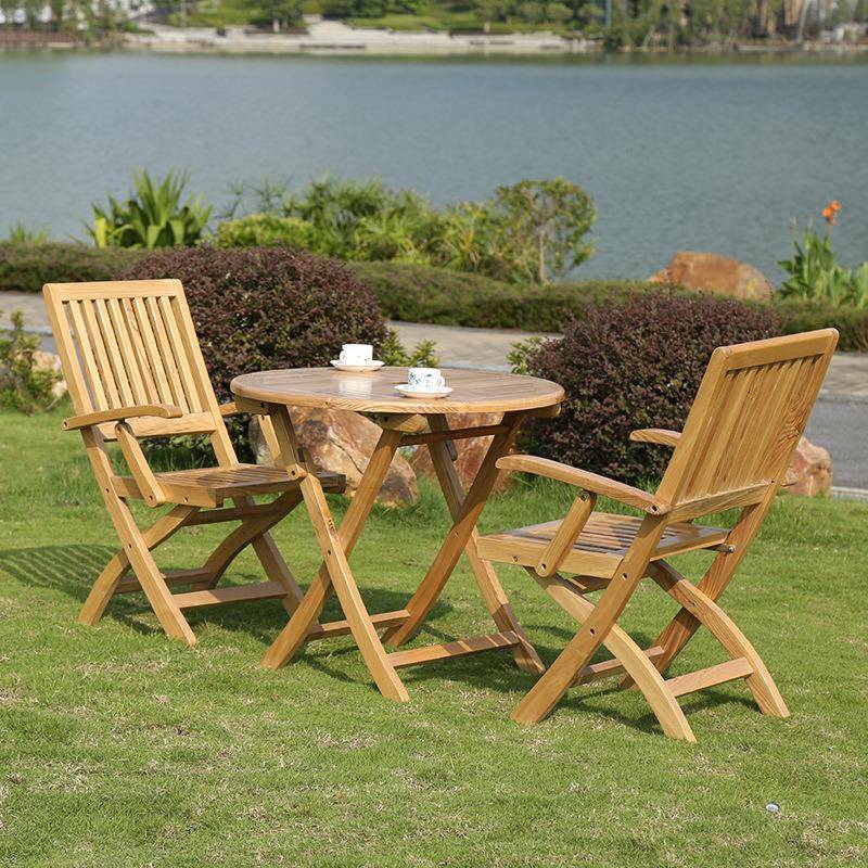 户折桌咖椅实木复古庭院奶茶店啡厅商业636街防水叠防外晒椅