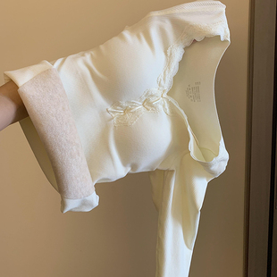 喵小言蚕丝羊绒保暖内衣加绒加厚秋衣秋裤 2025秋冬带胸垫上衣 套装