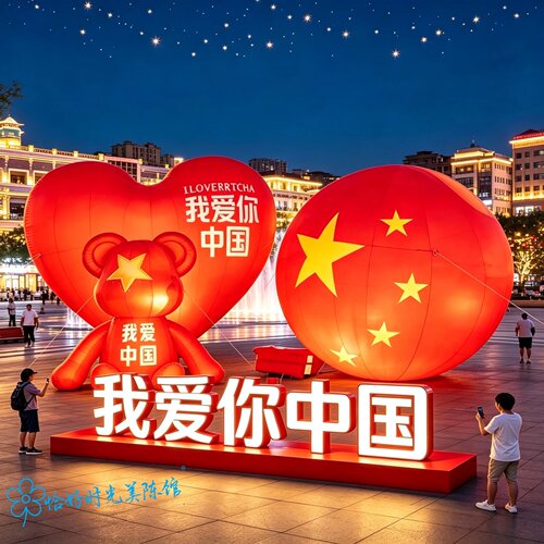 国庆节主题美陈气模景区打卡布置