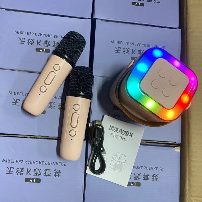 Y1蓝牙音箱便携户外家庭k歌双话筒手机唱歌小音箱麦克风蓝牙音响
