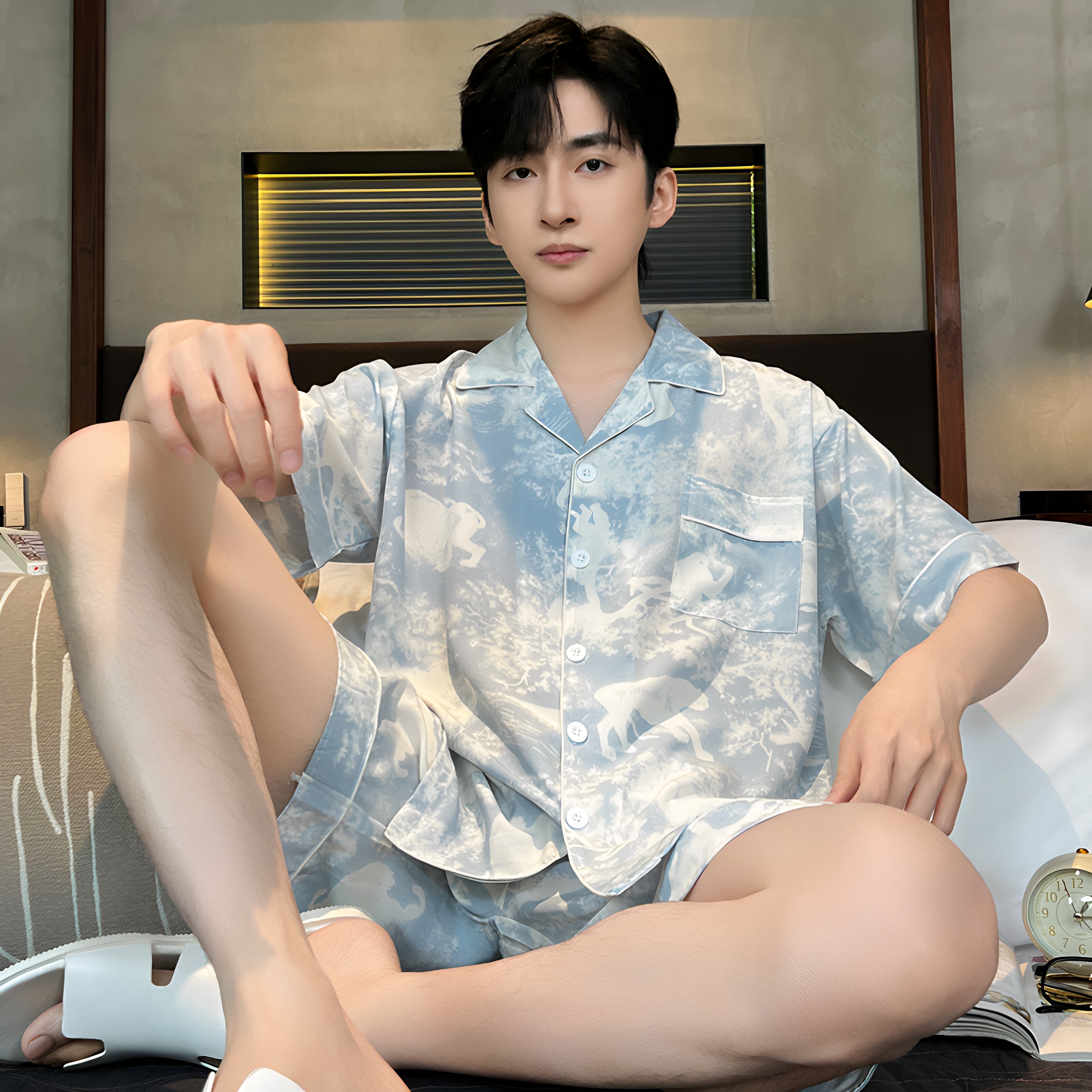 2026新款睡衣男士夏季冰丝短袖短裤薄款青少年夏天男款家居服套装
