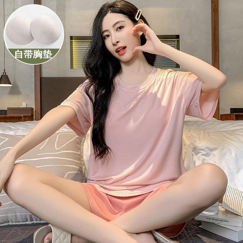 女士冰丝新款睡衣套装