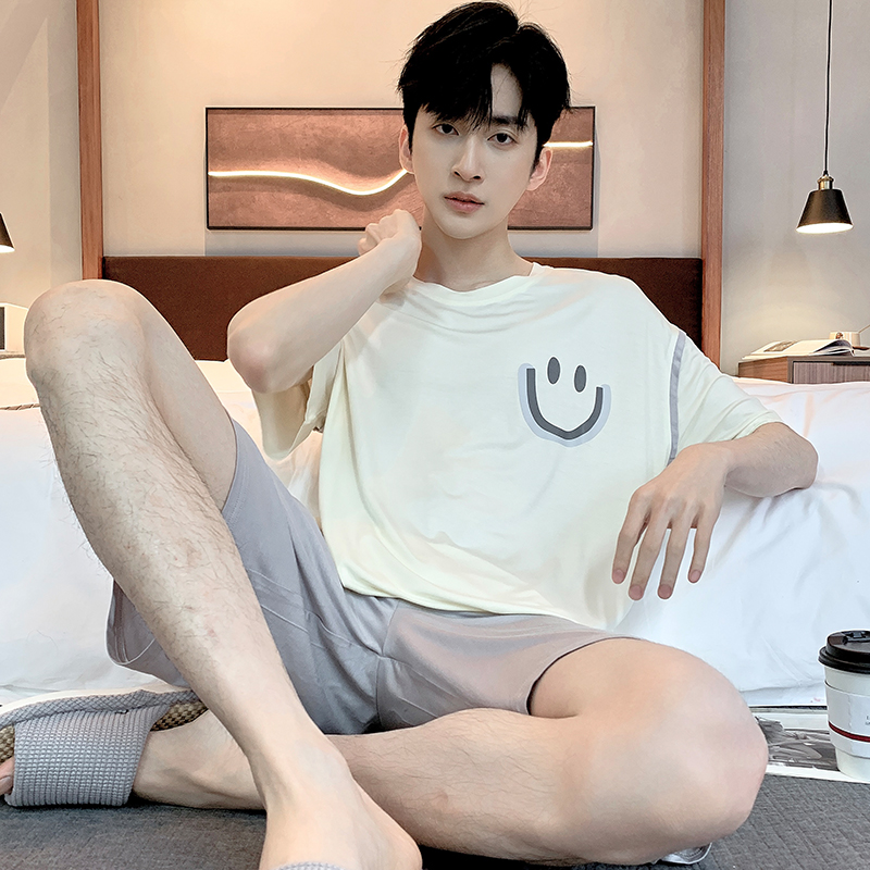 睡衣男士夏天莫代尔薄款舒适冰丝清凉休闲宽松大码居家服外穿套装