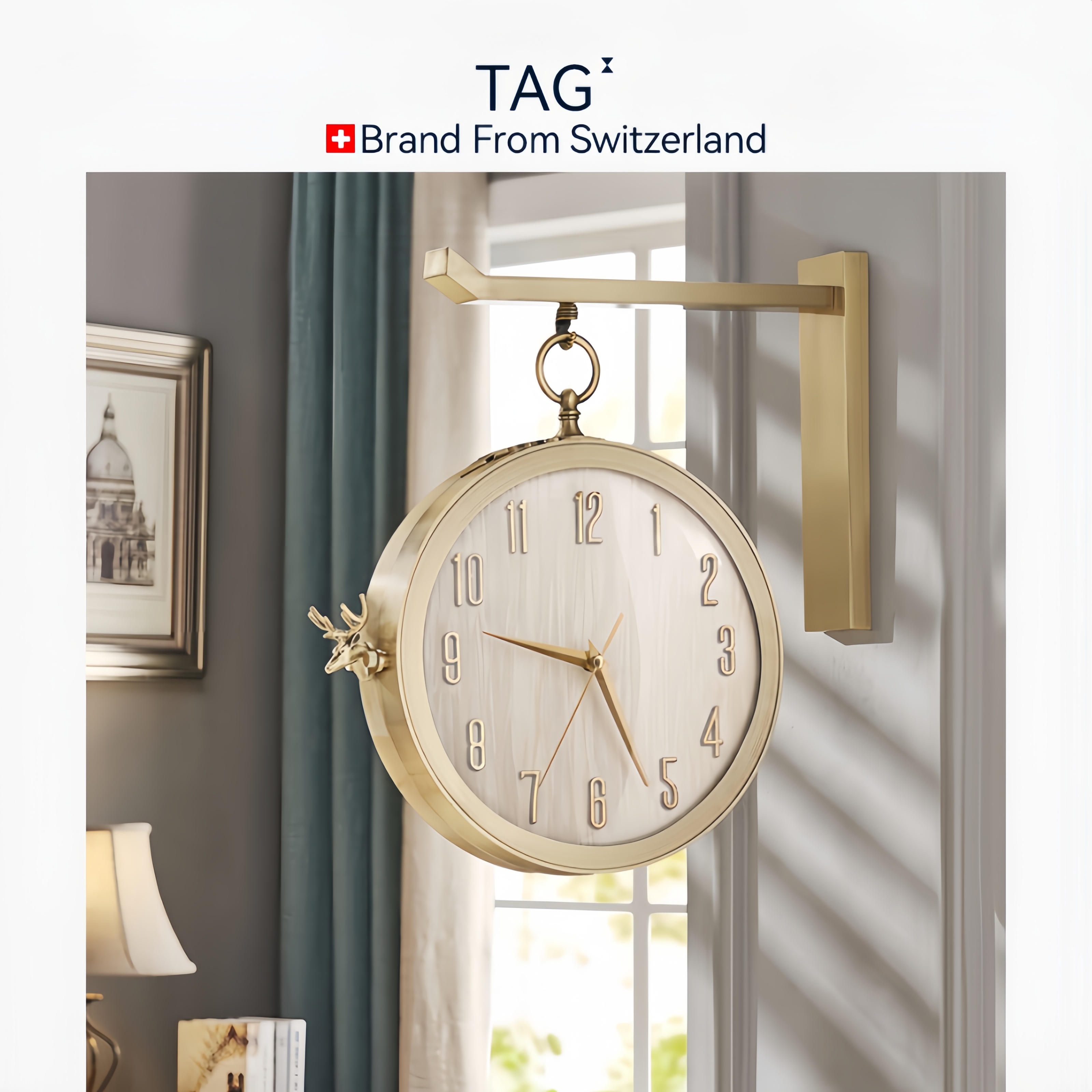 简约双面挂钟家用客厅北欧双面钟