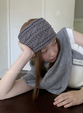 DaYu 韩国基础纯色毛线宽边发带女针织蝴蝶结编制发箍发饰凹造型
