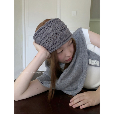 韩国基础纯色毛线宽边发带