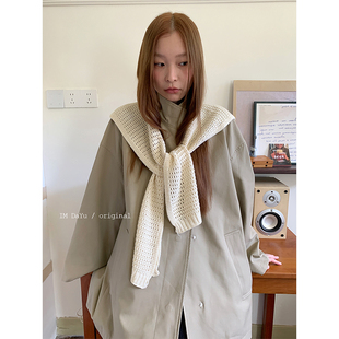 韩系氛围感纯色披肩女秋冬时髦坎肩T恤长袖 搭配肩搭空调房护颈潮