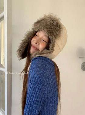 DaYu 日系复古保暖雷锋帽女ins禾木川西户外出片护耳滑雪帽加厚潮