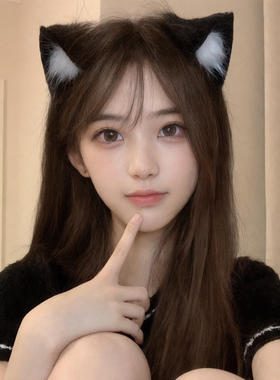 白色毛绒猫耳朵发箍女拍照道具