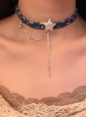 牛仔星星choker项链女