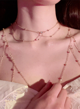 欧美性感辣妹身体链配饰链条女