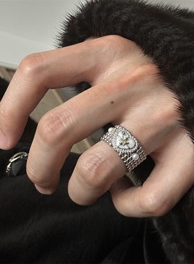 满钻爱心星芒珍珠戒指女