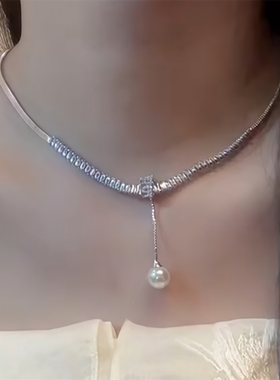 锆石珍珠流苏choker锁骨链高级感