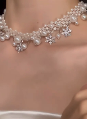 满天星雪花珍珠choker项链