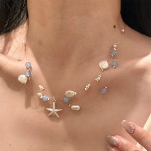 zoozmomo海星贝壳珍珠项链女多巴胺叠戴锁骨链轻奢高级感颈链配饰