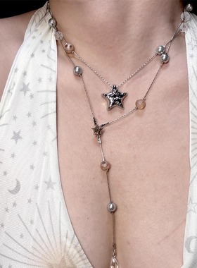 甜酷y2k双层星星串珠项链女