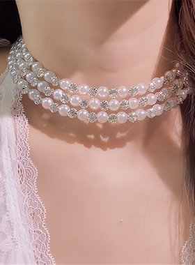 轻奢高级感闪锆珍珠项链女