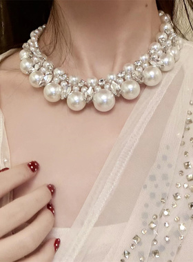 法式复古珍珠串珠choker项链
