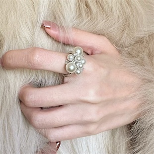 zoozmomo珍珠大小叠搭细碎闪钻戒指女法式精致轻奢高级感指环手饰